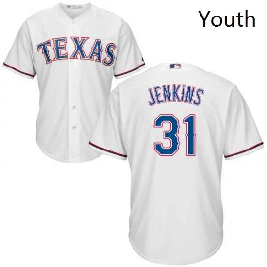 Youth Majestic Texas Rangers 31 Ferguson Jenkins Replica White Home Cool Base MLB Jersey